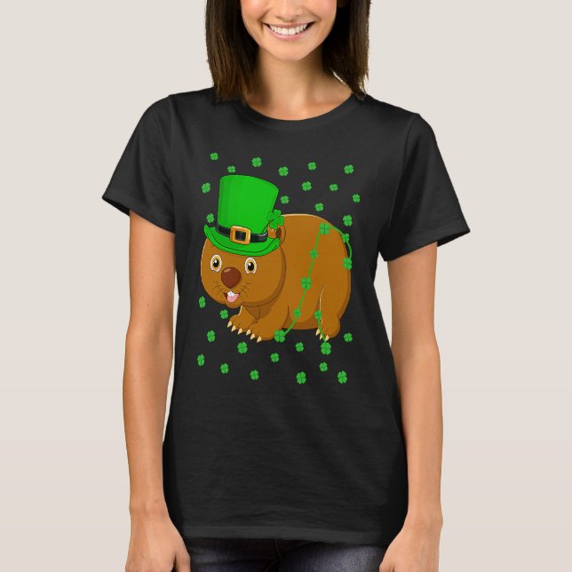 Irish Shamrock Leprechaun Wombat St Patrick's Day T Shirt (Framsida)