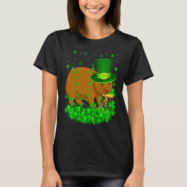 Irish Shamrock Leprechaun Wombat St patrick's day T Shirt (Framsida)