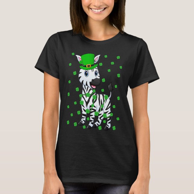 Irish Shamrock Leprechaun Zebra St Patrick's Day T Shirt (Framsida)