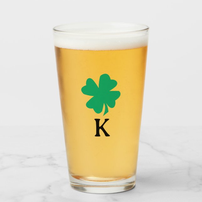 Irish Shamrock Löv St patrick's day Monogram Namn Glaskopp (Framsida fylld)
