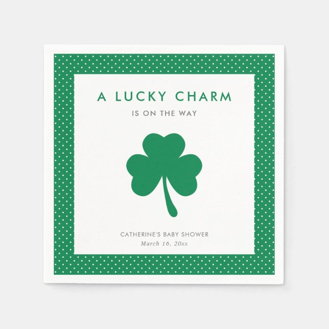 Irish Shamrock Lucky Charm Baby Shower Pappersservett (Framsidan)
