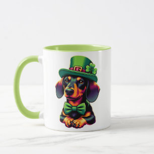 Irish Shamrock Lucky Dachshund Hund Patricks Day Mugg