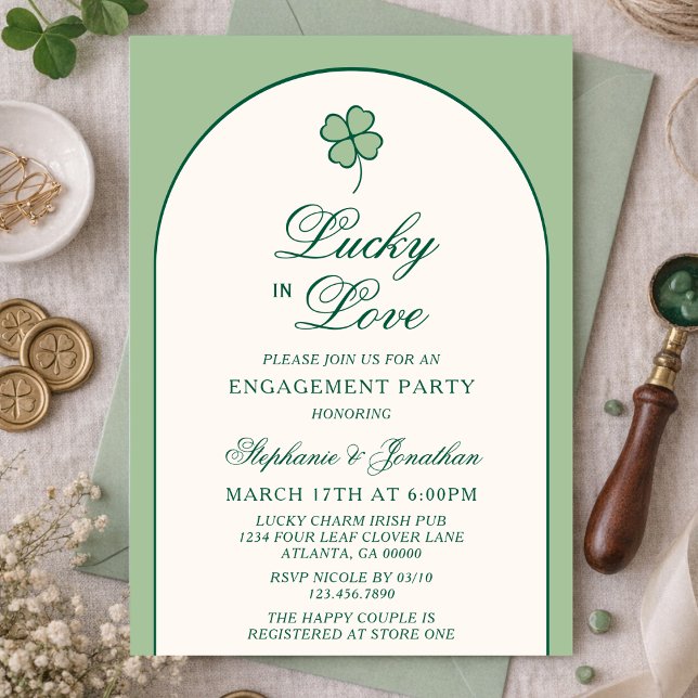 Irish Shamrock Lucky in Love Engagement Party Inbjudningar (Skapare uppladdad)