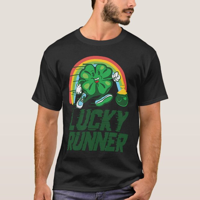 Irish Shamrock Lucky Running Marathon Team St Patr T Shirt (Framsida)
