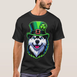 Irish Shamrock Lucky Siberian husky Hund St Patric T Shirt