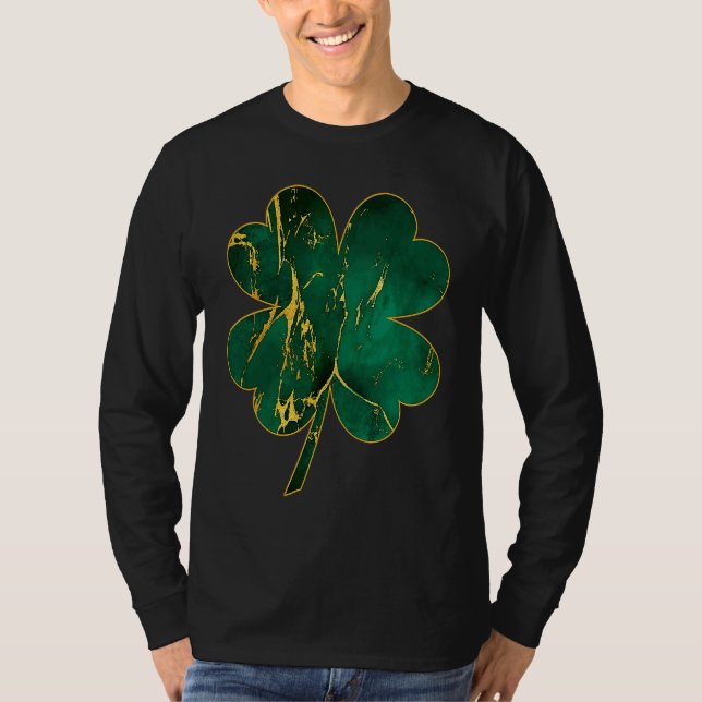Irish Shamrock Marble Saint Patrick's Day Go Lucky T Shirt (Framsida)