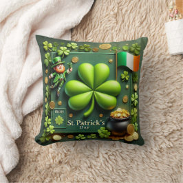 Irish Shamrock och Guld St. Patrick's Day Kudde