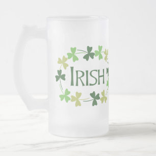 Irish Shamrock Oval Frostat Ölglas