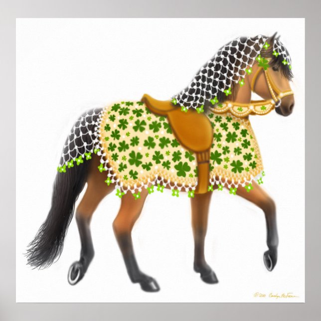 Irish Shamrock Parad Horse Print Poster (Framsidan)