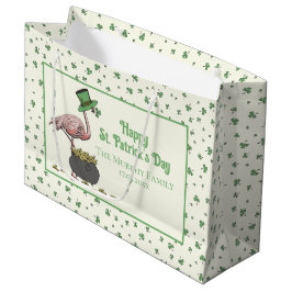 Irish Shamrock Pink Flamingo St Patricks Day Ivory