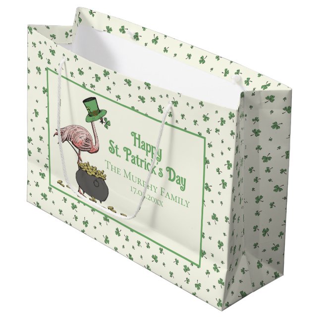 Irish Shamrock Pink Flamingo St Patricks Day Ivory (Framsidan Vinklad)