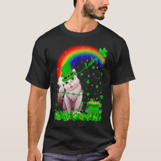Irish Shamrock Rainbow Lucky Balinese Cat St Patri T Shirt