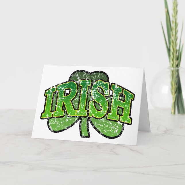 Irish Shamrock Retro Greeting Card Kort (Framsida)