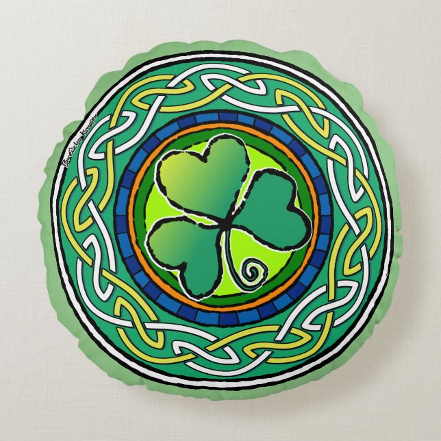 Irish shamrock rund kudde (Framsidan)