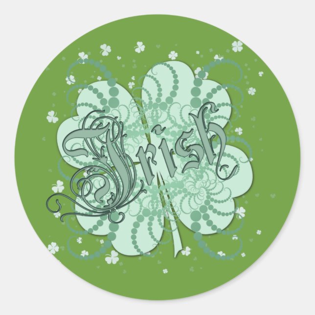 Irish Shamrock Runt Klistermärke (Framsida)