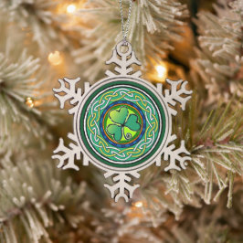 Irish shamrock snöflinga pewter julgransprydnad