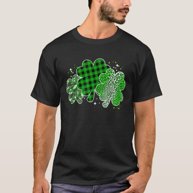 Irish Shamrock St Patrick Day Leopard Camouflage G T Shirt (Framsida)