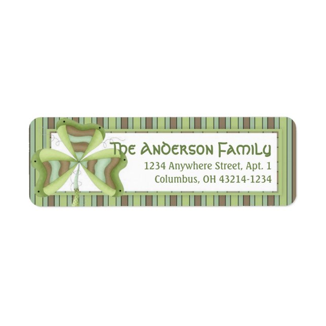 Irish Shamrock St. Patrick's Address Label 1 Returadress Etikett (Framsidan)