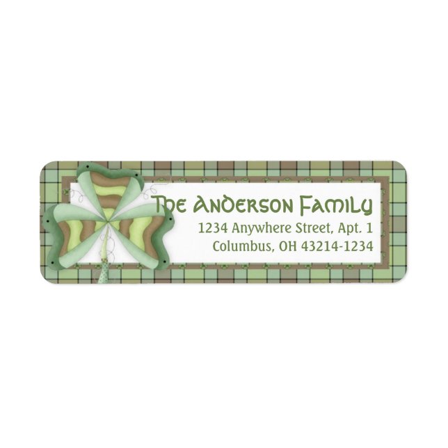 Irish Shamrock St. Patrick's Address Label 2 Returadress Etikett (Framsidan)