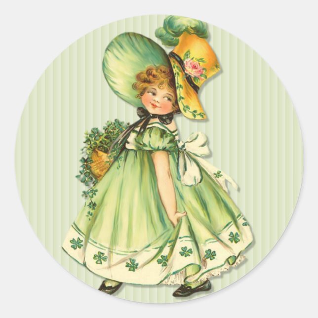 Irish Shamrock Stroll Runt Klistermärke (Framsida)