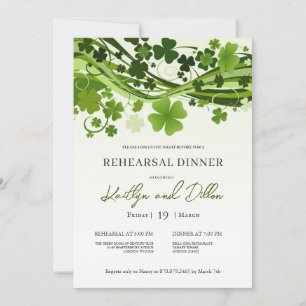 Irish Shamrock Swirls Rehearsal Dinner Investigati Inbjudningar