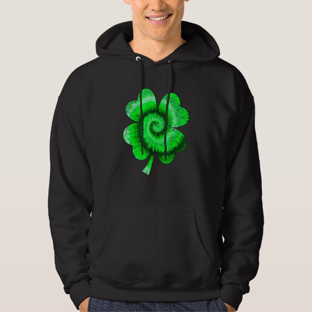Irish Shamrock Tie Dye Happy St Patrick's Day Go L Hoodie (Framsida)