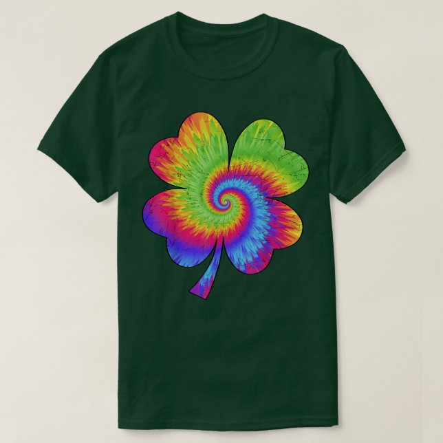 Irish Shamrock Tie Dye Happy St Patrick's Day Go L T Shirt (Design framsida)