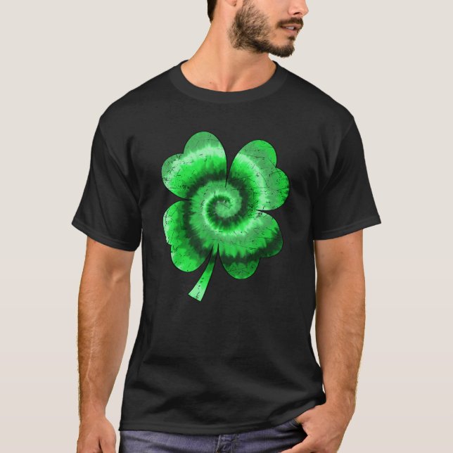 Irish Shamrock Tie Dye Happy St Patrick's Day Luck T Shirt (Framsida)