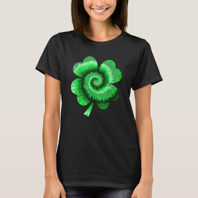 Irish Shamrock Tie Dye Happy St Patrick's Day Luck T Shirt (Framsida)