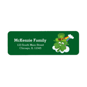Irish Shamrock * välj din bakgrund färg Returadress Etikett