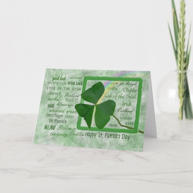 Irish Shamrock with Rainbow for St. Patrick's Day Kort (Framsida)