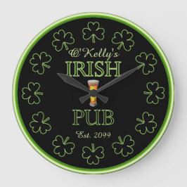 Irish Shamrocks Pub Pub Tavern Clock Stor Klocka