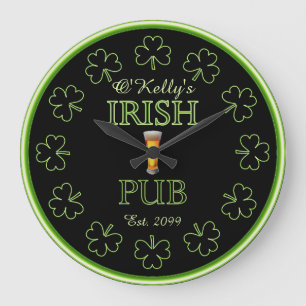 Irish Shamrocks Pub Pub Tavern Clock Stor Klocka