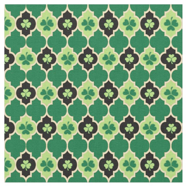 Irish Shamrocks Quatrefoil Tyg (Närbild)