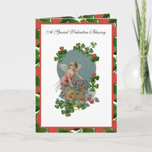 Irish Shamrocks Vintage Angel Ro Scripture Helgkort