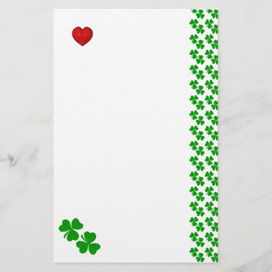 Irish Shamrocks with red eart Stationery Brevpapper