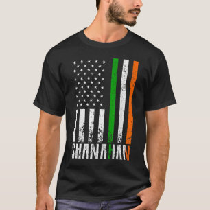 Irish SHANAHAN Family American Flagga Ireland Flag T Shirt
