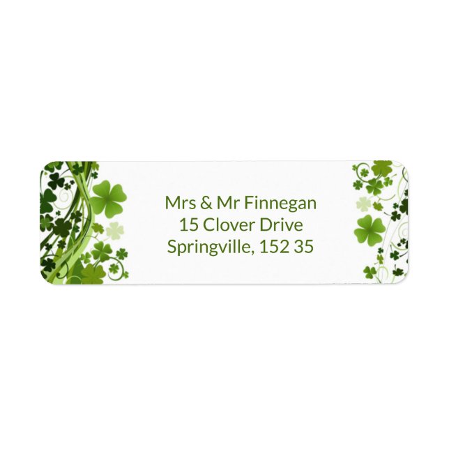 Irish Shanrock (klöver) Returadress Etikett (Framsidan)