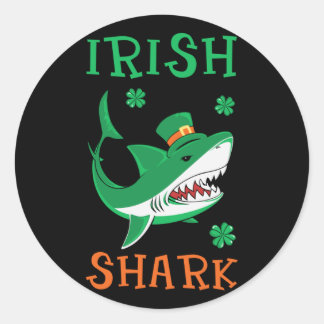 Irish Shark Shamrocks St Patrick Day Runt Klistermärke
