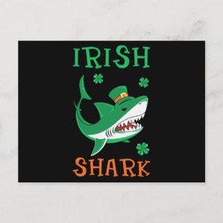 Irish Shark Shamrocks St Patrick Day Vykort