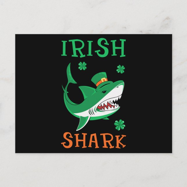 Irish Shark Shamrocks St Patrick Day Vykort (Framsida)