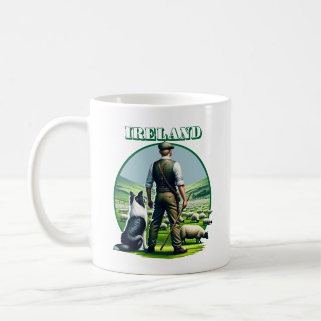 Irish Sheppard med Gräns Collie Kaffemugg (Vänster)