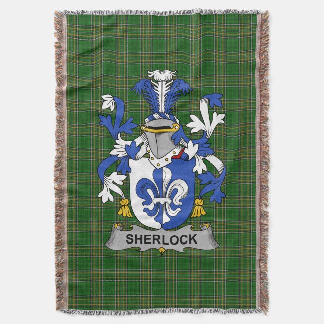 Irish Sherlock Jackar om Arm Family Crest Ireland Filt (Framsidan Vertikal)