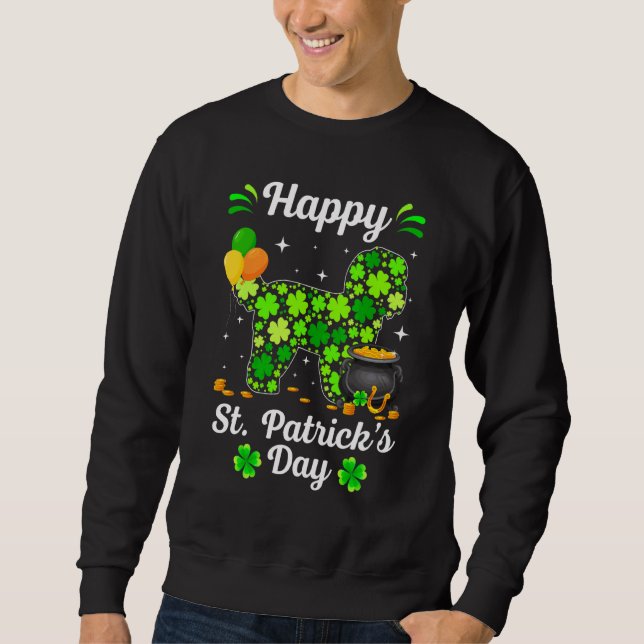Irish Shih Tzu Hund Cute Shamrock St Patrick S Day Lång Ärmad Tröja (Framsida)