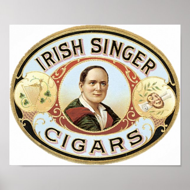 Irish Singer Cigar Label Poster (Framsidan)