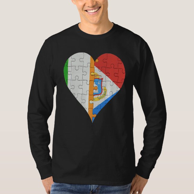 Irish Sint Maartener Flagga Heart T Shirt (Framsida)