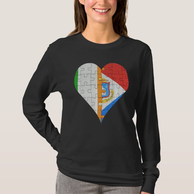 Irish Sint Maartener Flagga Heart T Shirt (Framsida)