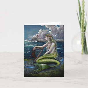Irish Sjöjungfru with harp greeting card Kort