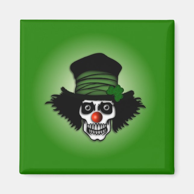 Irish Skeleton Clown Grönt Magnet (Framsidan)