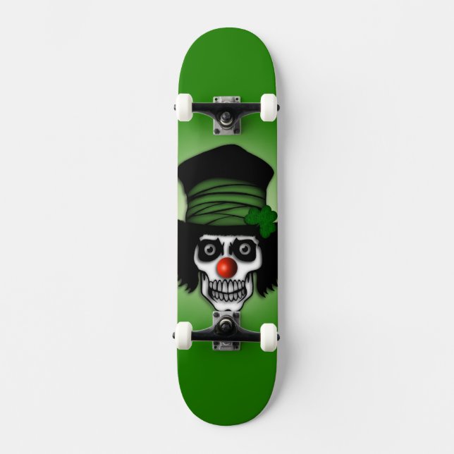 Irish Skeleton Clown Grönt Mini Skateboard Bräda 18,5 Cm (Framsida)